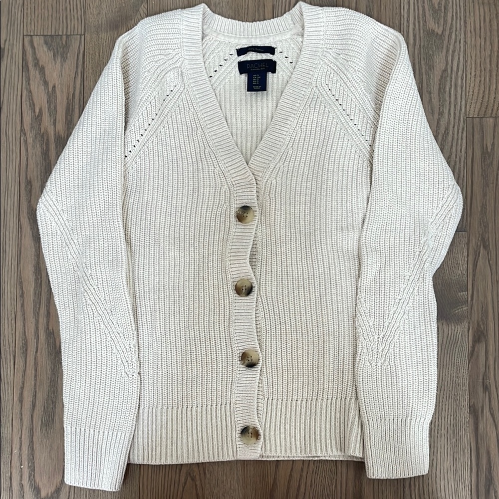 Women's Rachel Roy Cream Off White Cotton Cardigan Sweater